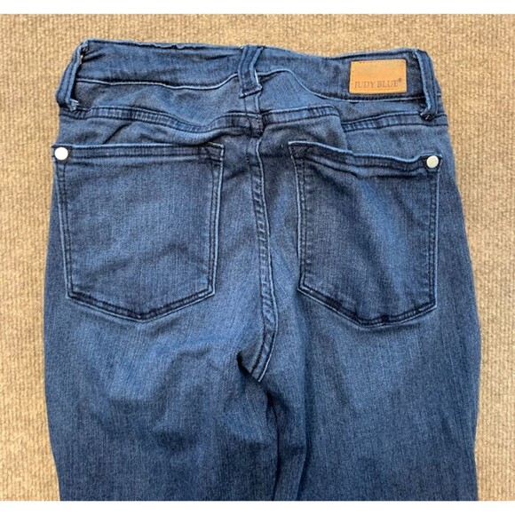 Judy Blue Jeans Womens 3/26 Mid Rise Skinny Stretch Whiskered Dark Wash Denim - Picture 2 of 9